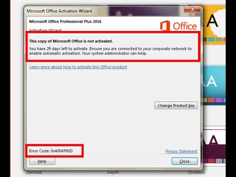 Microsoft office key not activated error